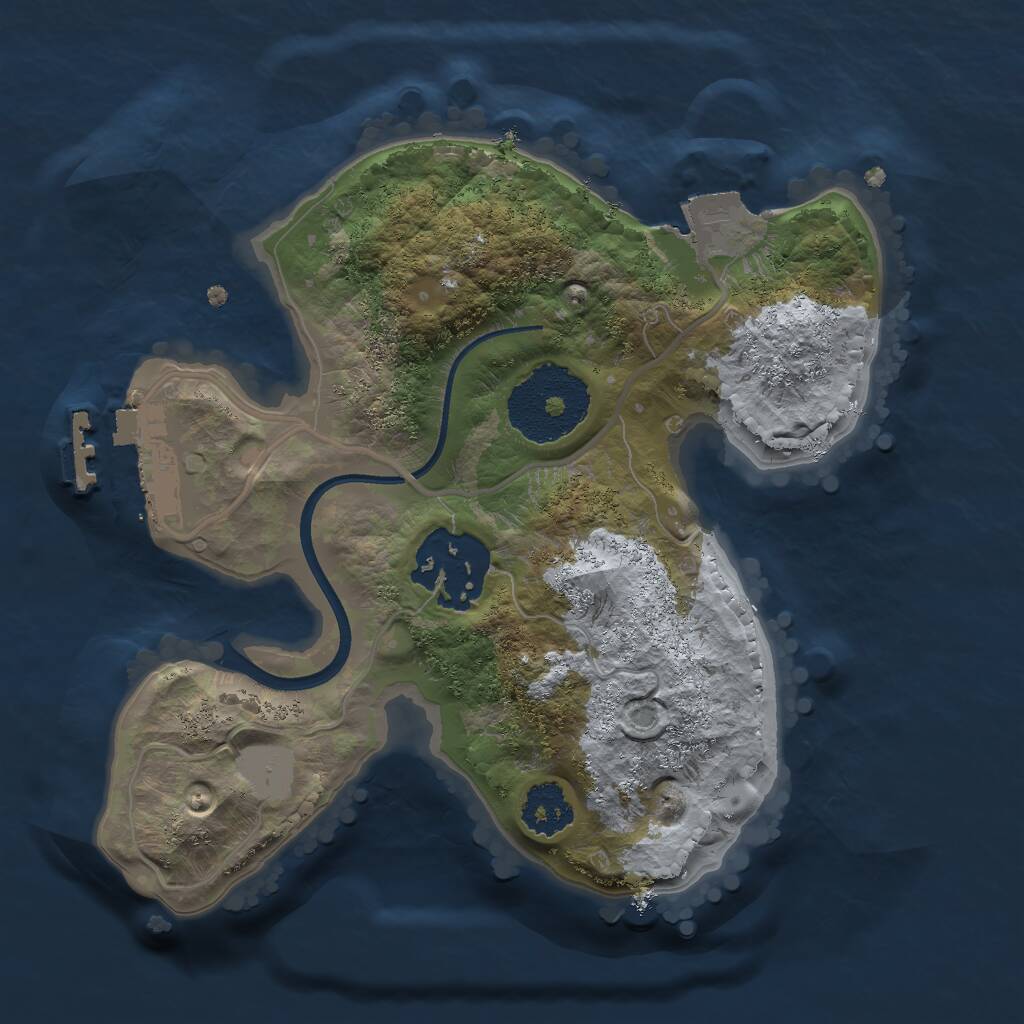 Rust Map: Procedural Map, Size: 2000, Seed: 1194402894, 3 Monuments