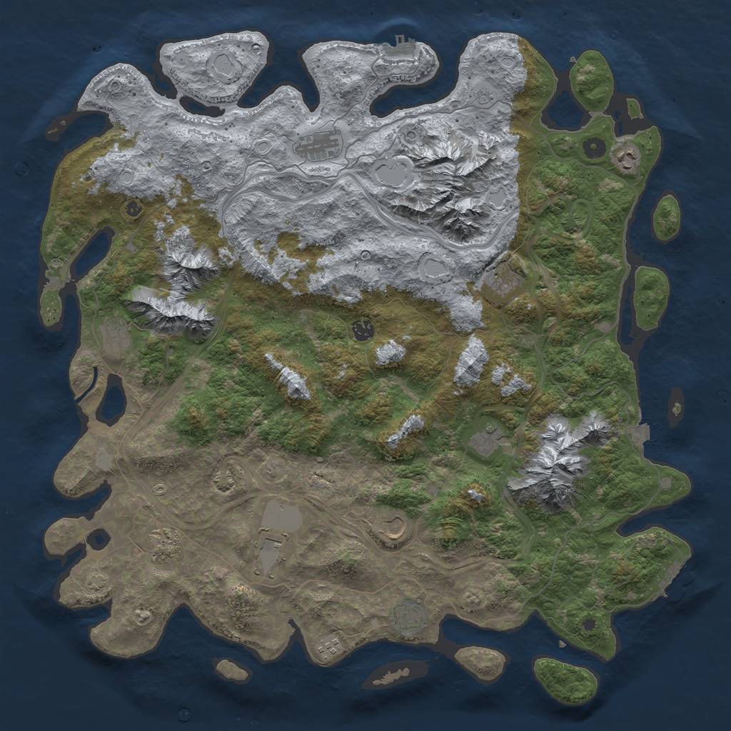 Rust Map: Procedural Map, Size: 5000, Seed: 374074276, 19 Monuments