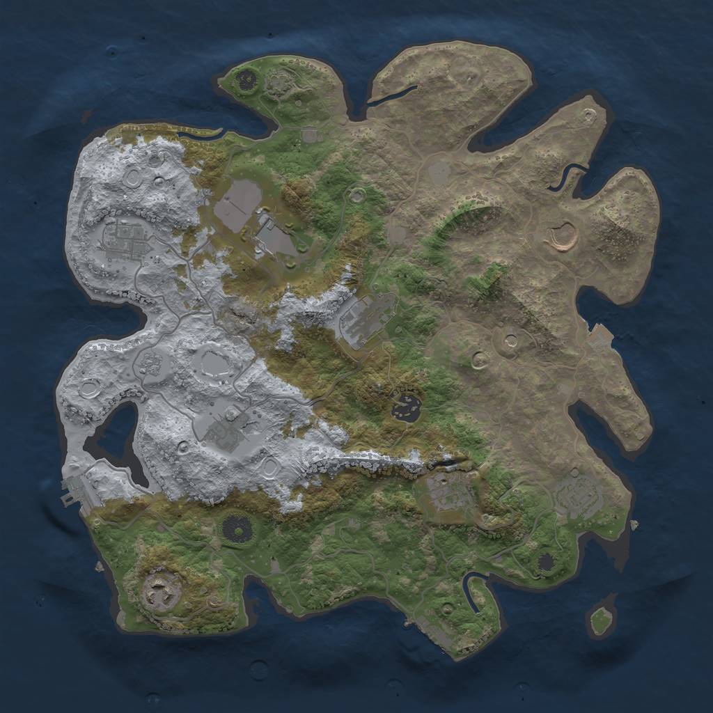 Rust Map: Procedural Map, Size: 3650, Seed: 784562, 17 Monuments