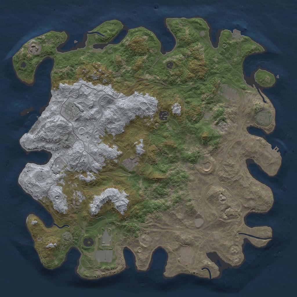 Rust Map: Procedural Map, Size: 4500, Seed: 570574821, 19 Monuments