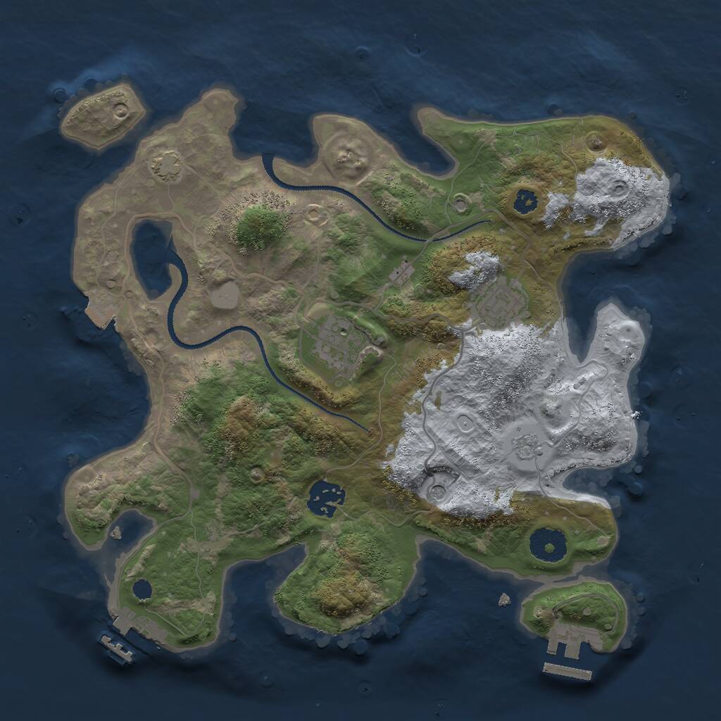 Rust Map: Procedural Map, Size: 3000, Seed: 240141504, 9 Monuments