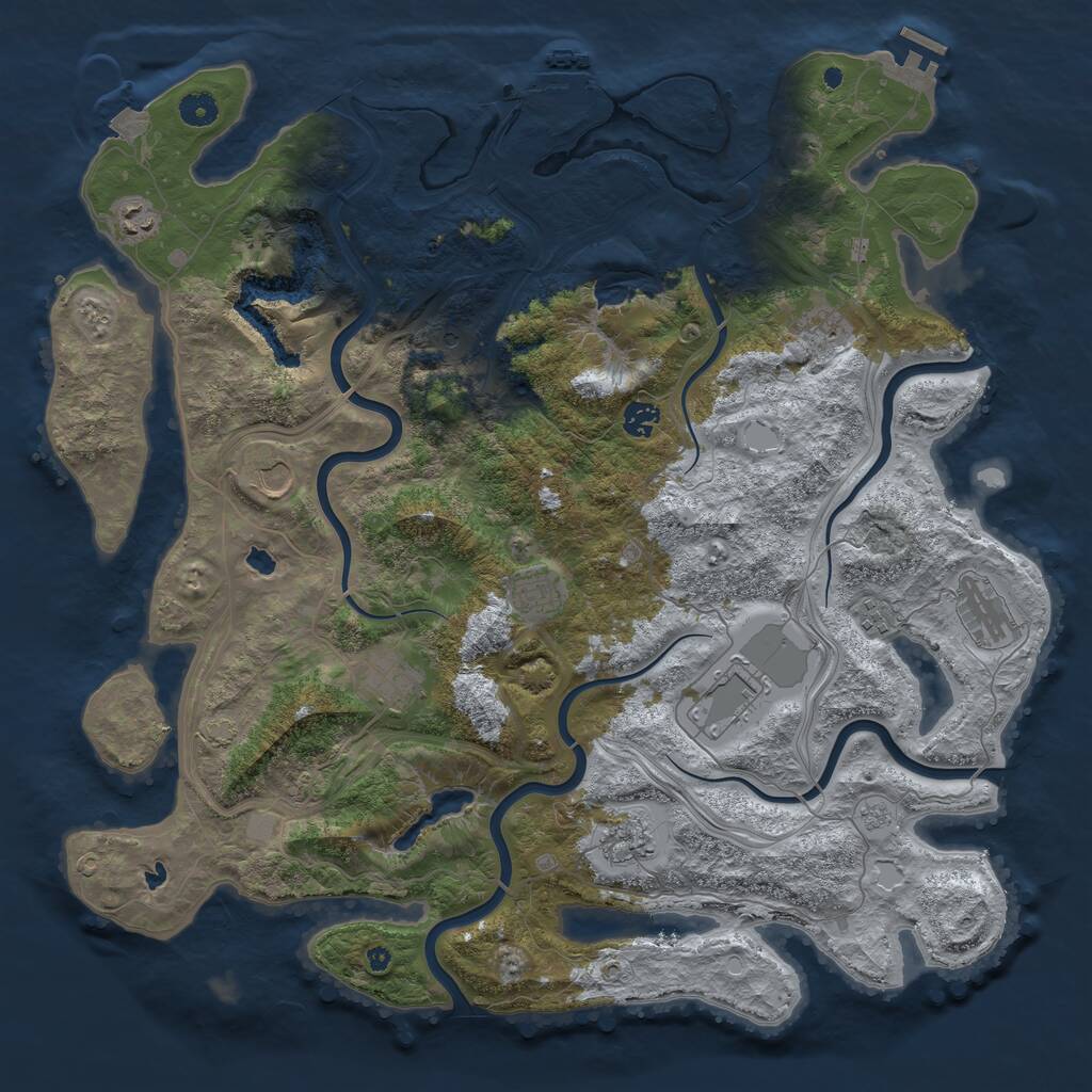 Rust Map: Procedural Map, Size: 4500, Seed: 349777, 16 Monuments