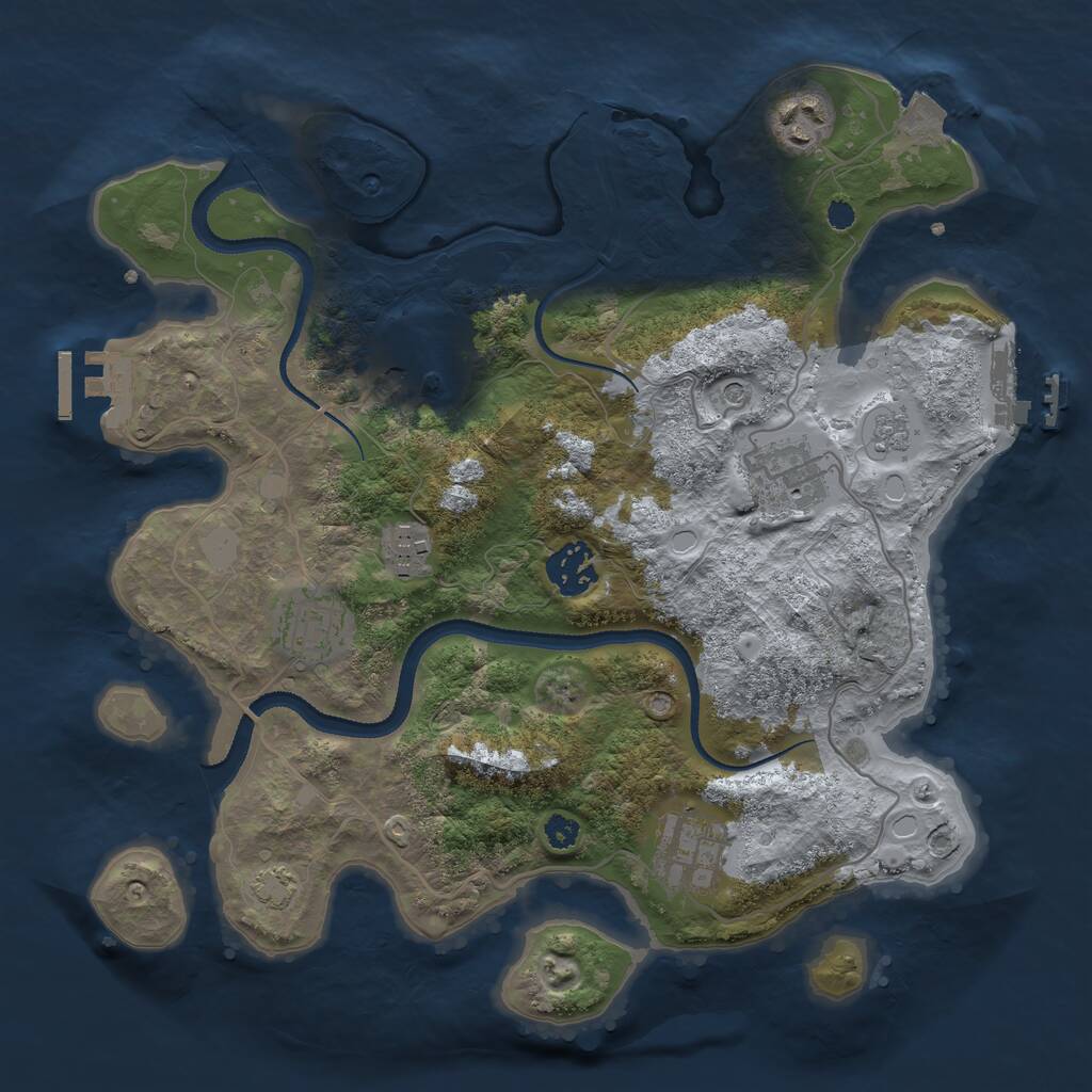 Rust Map: Procedural Map, Size: 3200, Seed: 488137085, 13 Monuments