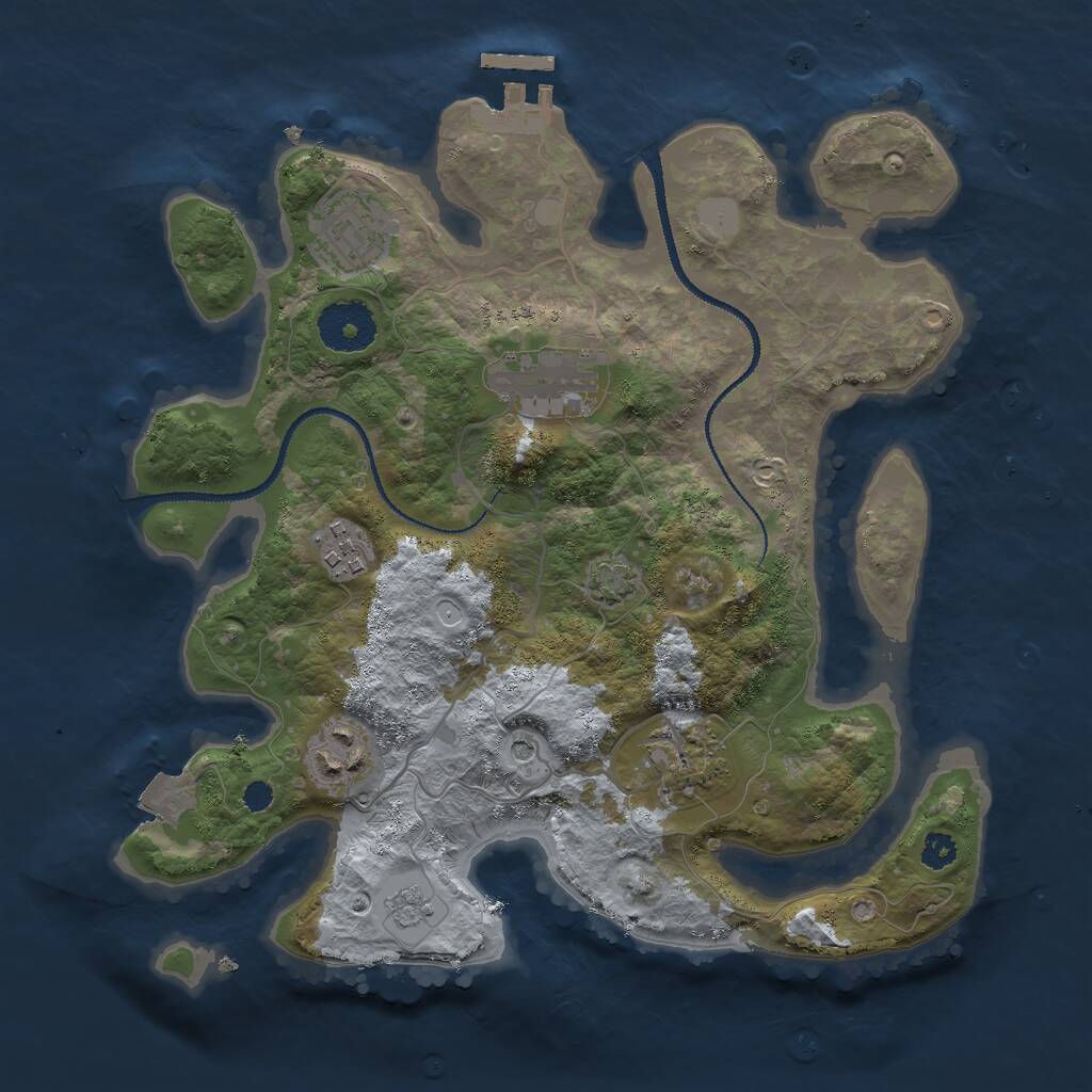 Rust Map: Procedural Map, Size: 3000, Seed: 348759384, 10 Monuments