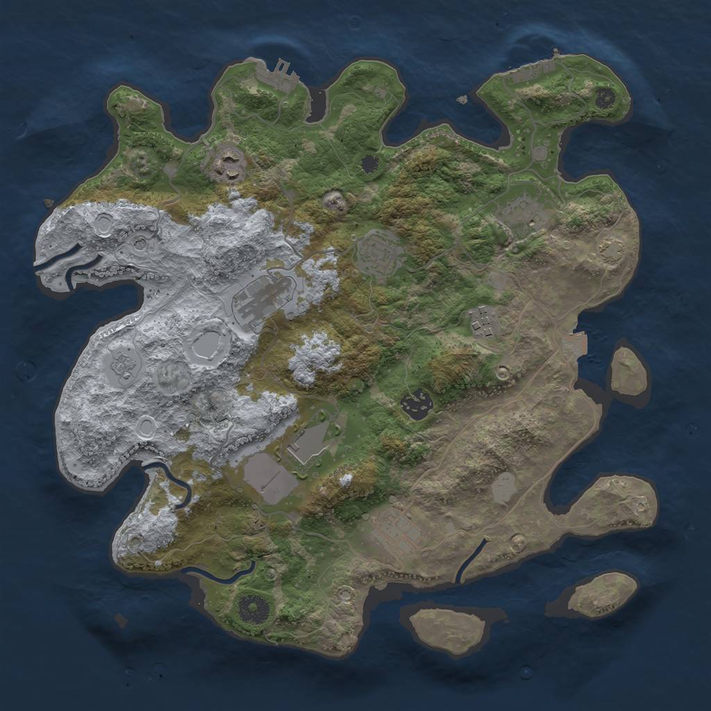 Rust Map: Procedural Map, Size: 3500, Seed: 1266540800, 16 Monuments