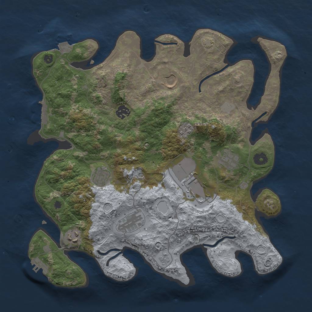Rust Map: Procedural Map, Size: 3500, Seed: 408429539, 16 Monuments