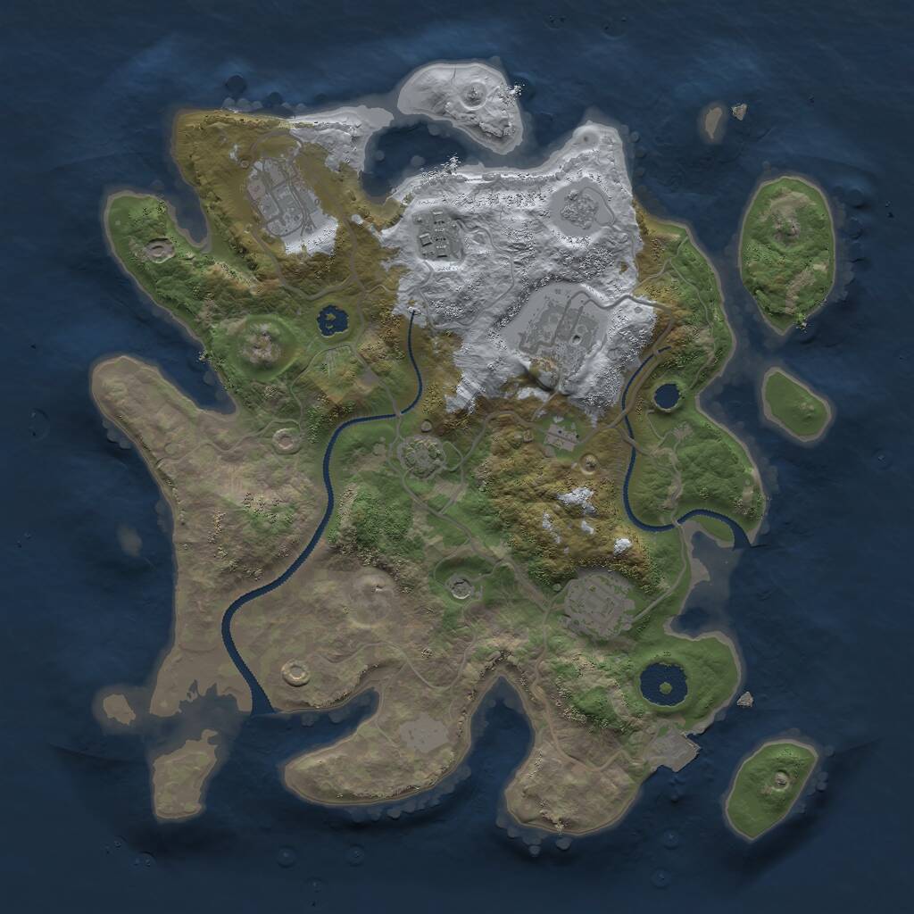 Rust Map: Procedural Map, Size: 3000, Seed: 1230359098, 8 Monuments