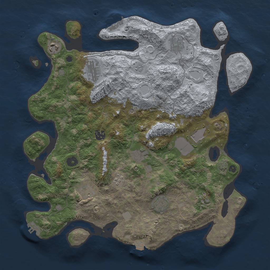 Rust Map: Procedural Map, Size: 3804, Seed: 13825, 18 Monuments