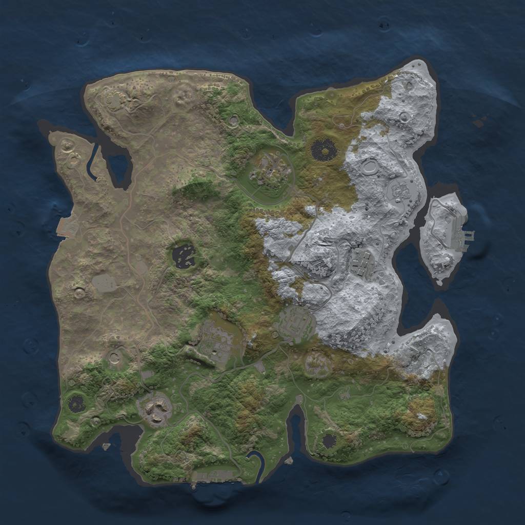 Rust Map: Procedural Map, Size: 3200, Seed: 855460, 14 Monuments