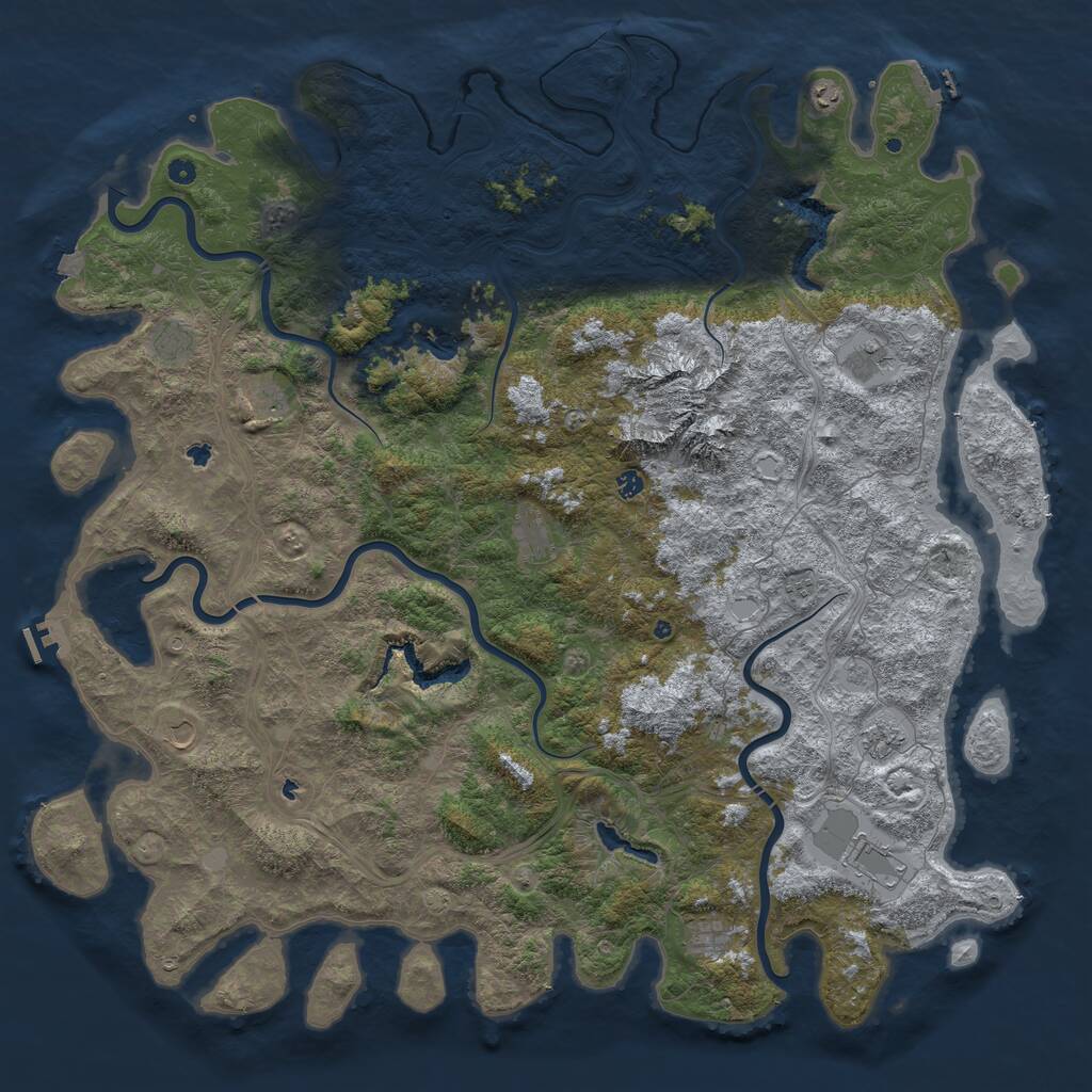Rust Map: Procedural Map, Size: 6000, Seed: 61847, 17 Monuments