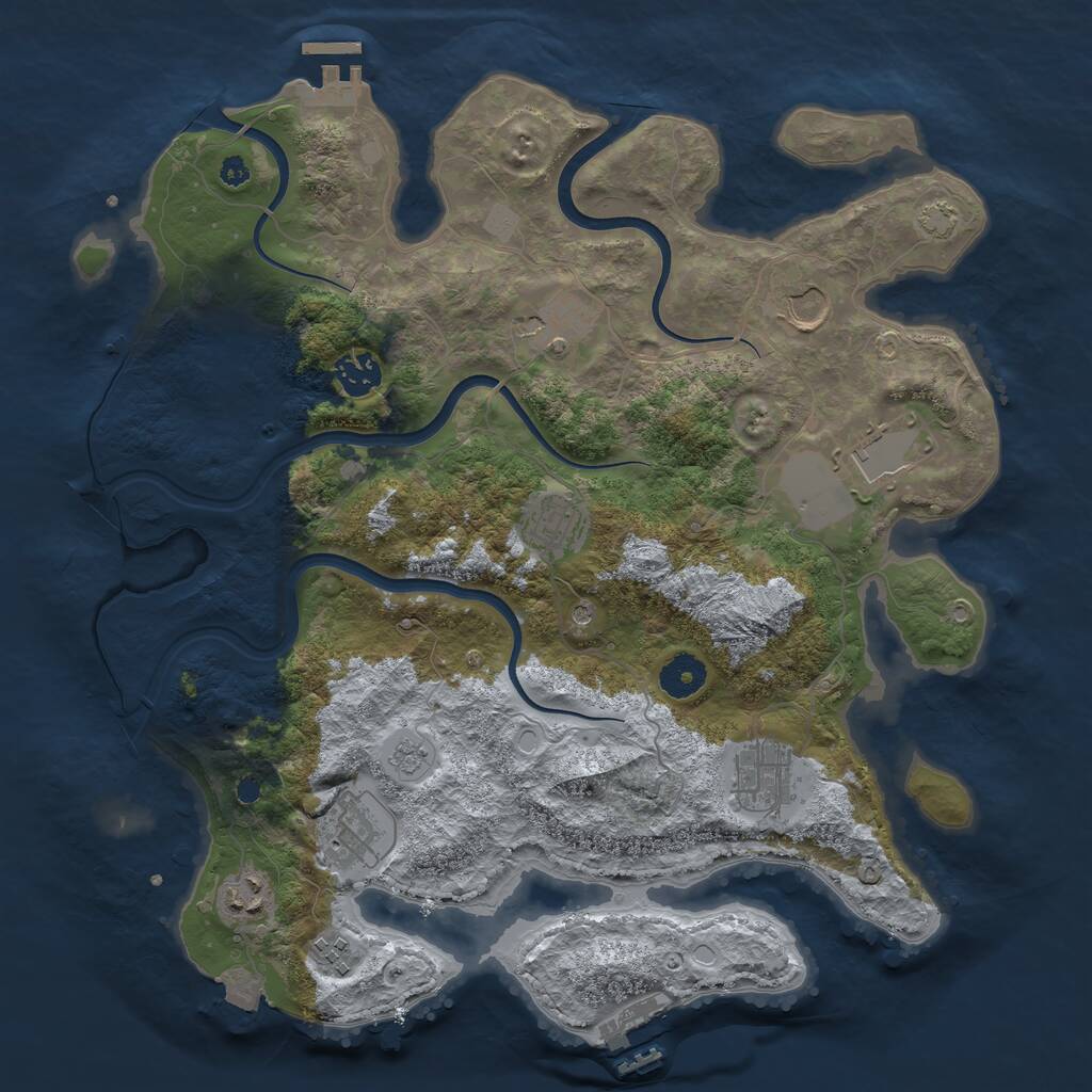 Rust Map: Procedural Map, Size: 3700, Seed: 143480523, 15 Monuments