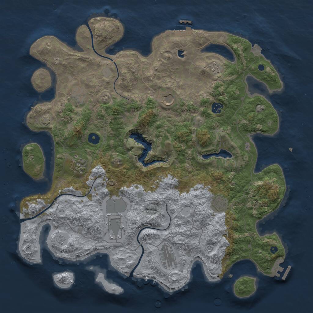 Rust Map: Procedural Map, Size: 4096, Seed: 58252619, 14 Monuments