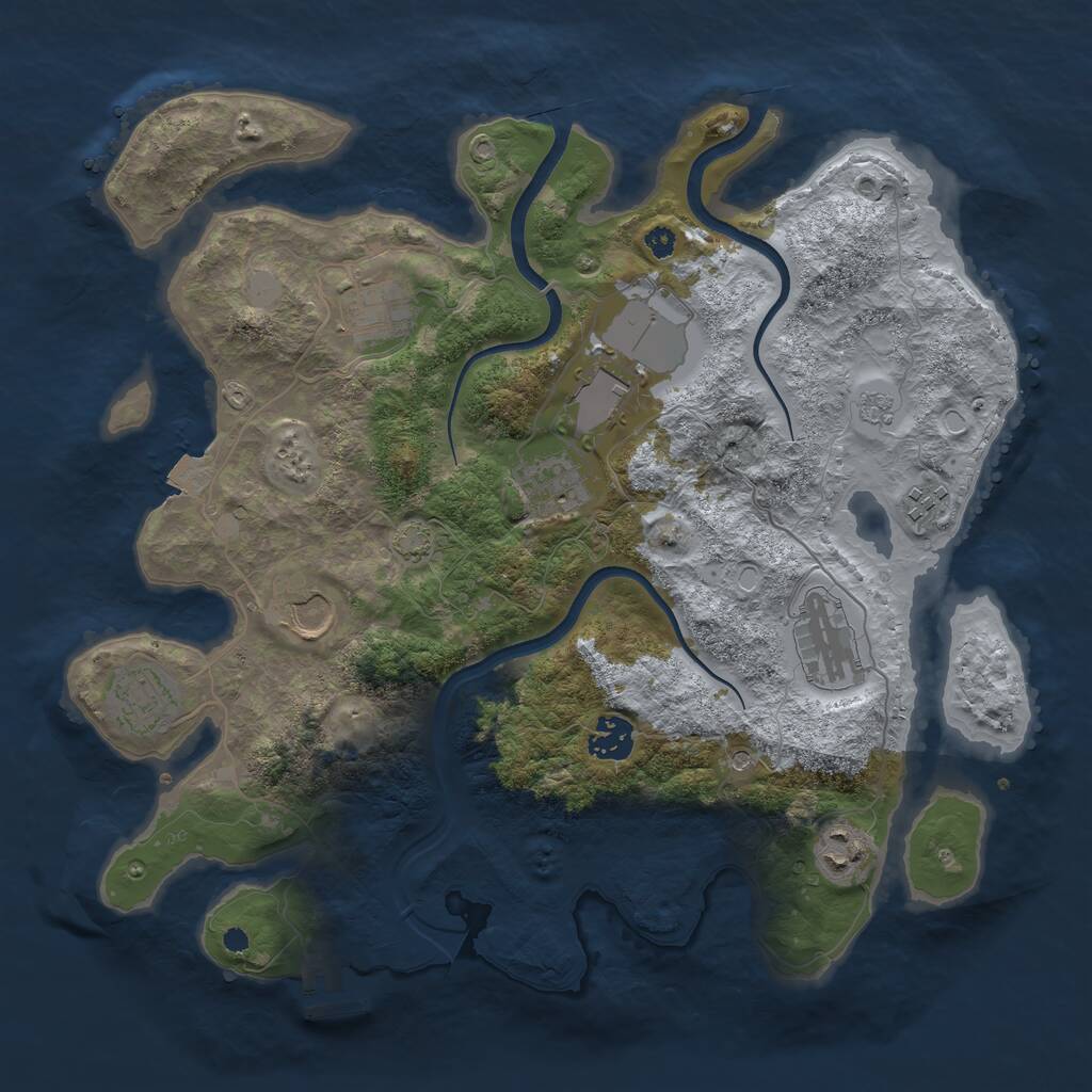 Rust Map: Procedural Map, Size: 3600, Seed: 959923056, 14 Monuments