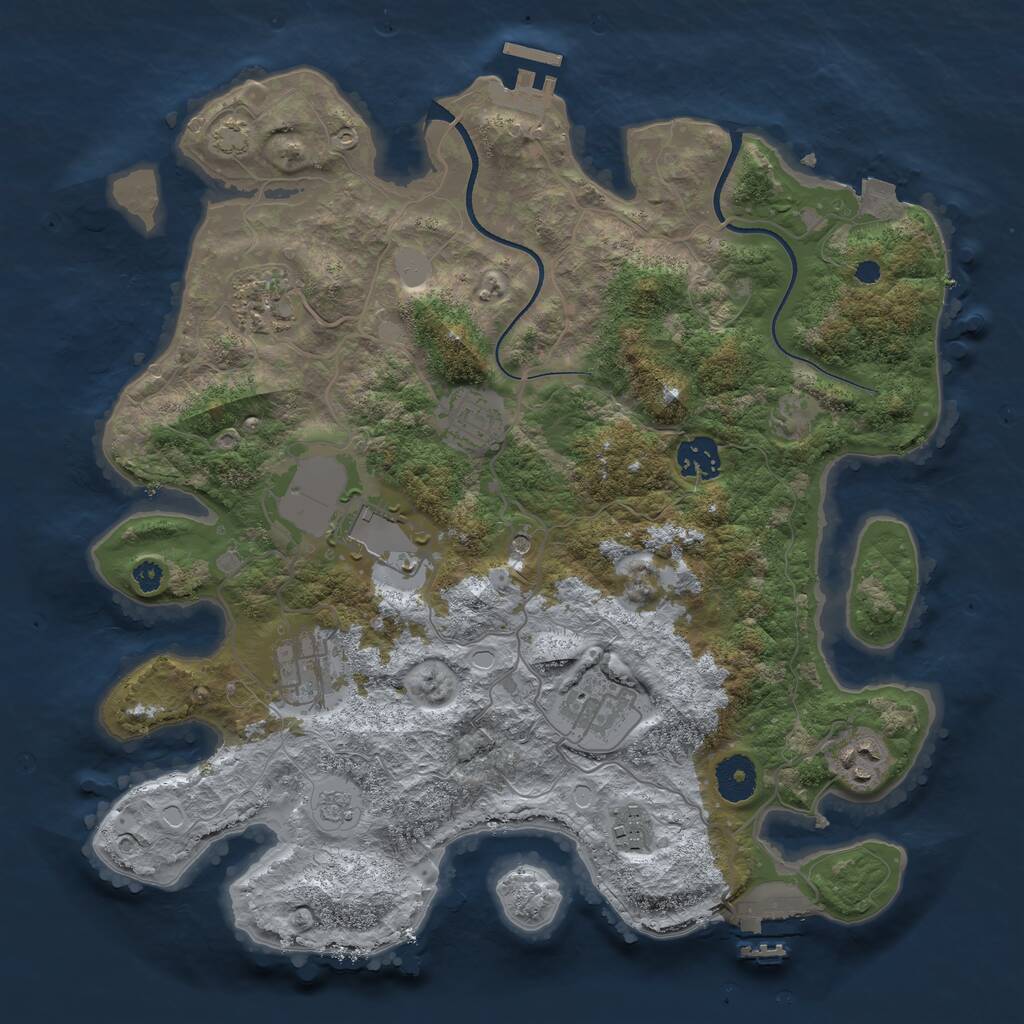 Rust Map: Procedural Map, Size: 3500, Seed: 668409177, 14 Monuments