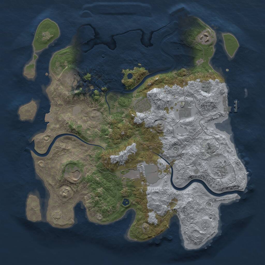Rust Map: Procedural Map, Size: 3700, Seed: 1861925526, 14 Monuments