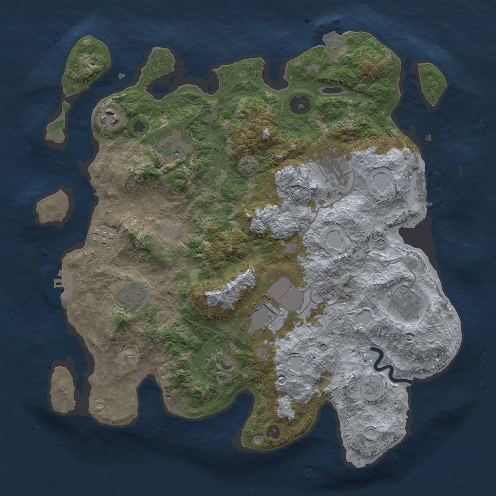 Rust Map: Procedural Map, Size: 3700, Seed: 1861925526, 16 Monuments