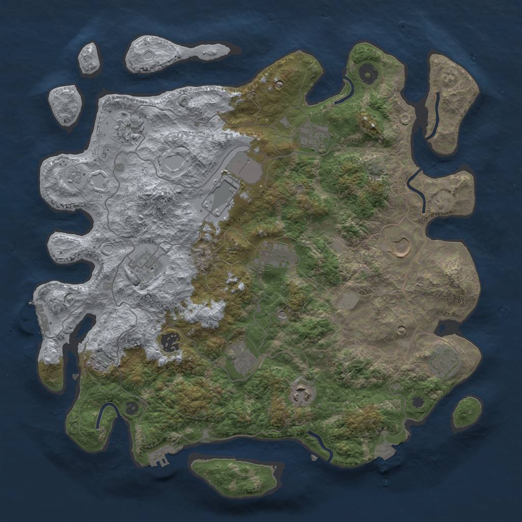 Rust Map: Procedural Map, Size: 4000, Seed: 333382851, 19 Monuments