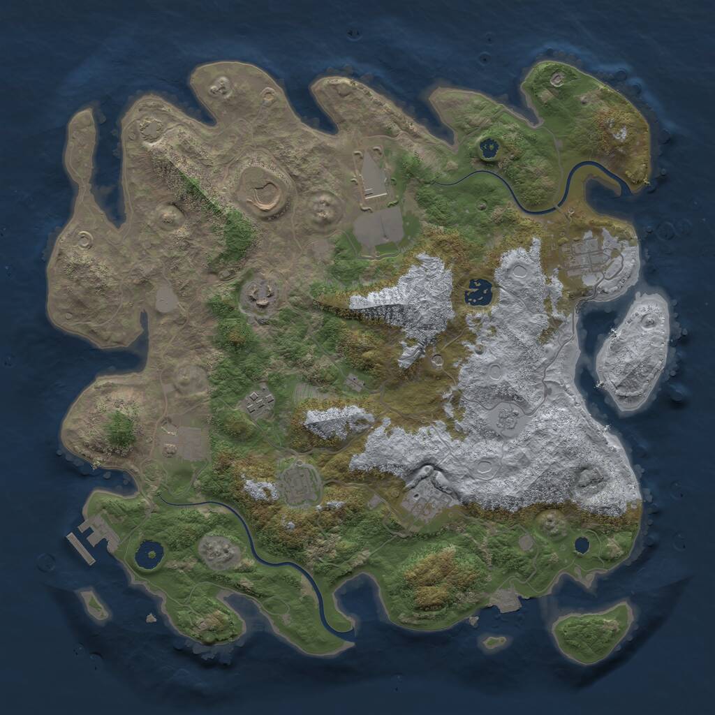 Rust Map: Procedural Map, Size: 3800, Seed: 648264, 14 Monuments