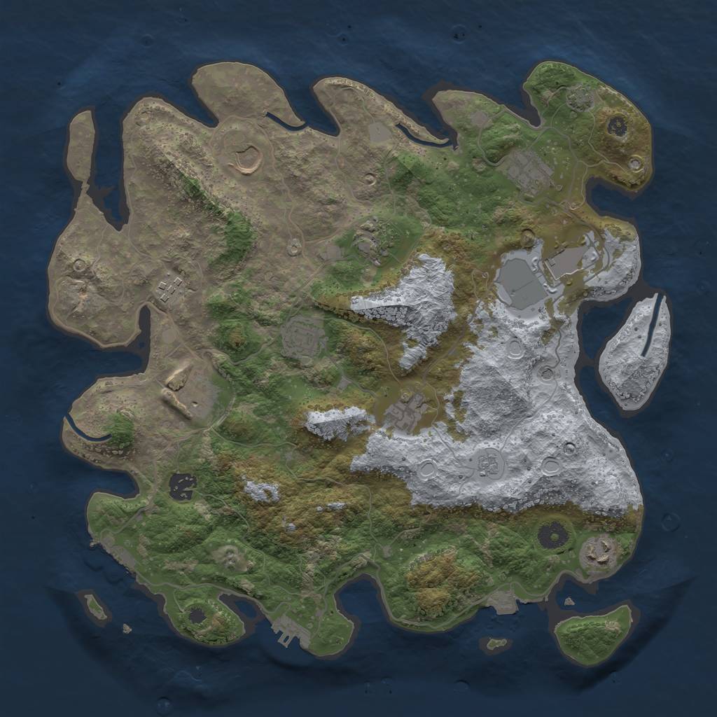 Rust Map: Procedural Map, Size: 3800, Seed: 648264, 18 Monuments