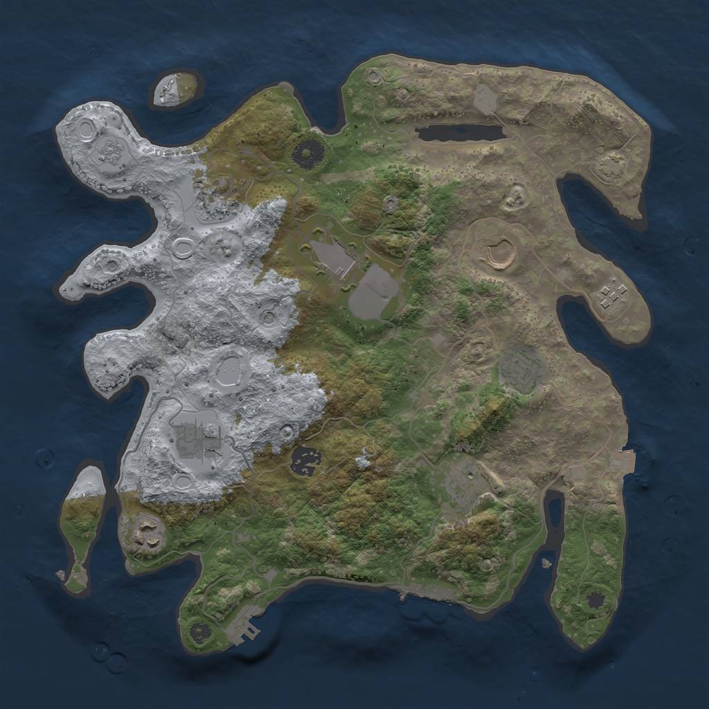 Rust Map: Procedural Map, Size: 3500, Seed: 637890924, 17 Monuments
