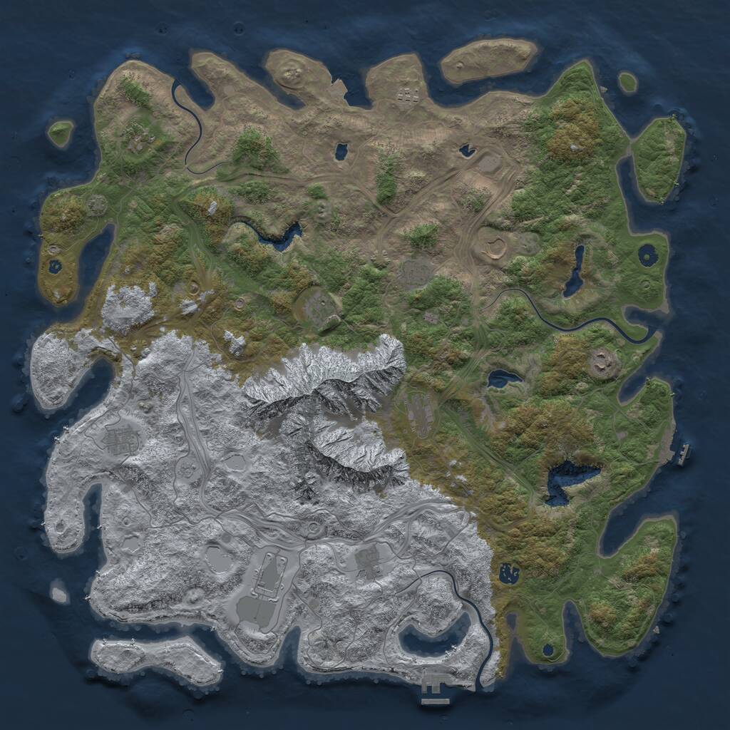 Rust Map: Procedural Map, Size: 5250, Seed: 258975, 17 Monuments