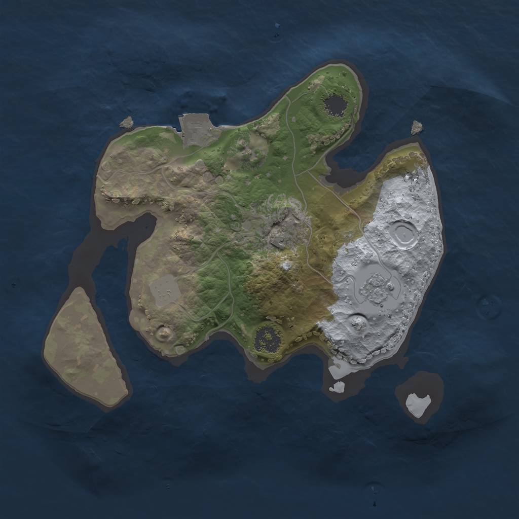 Rust Map: Procedural Map, Size: 2000, Seed: 4749706, 4 Monuments