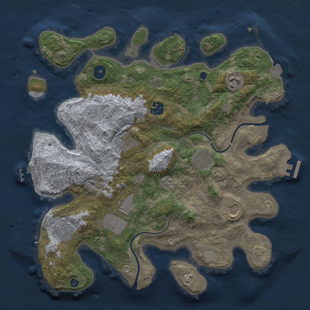 Rust Map: Procedural Map, Size: 3500, Seed: 1056422032, 13 Monuments