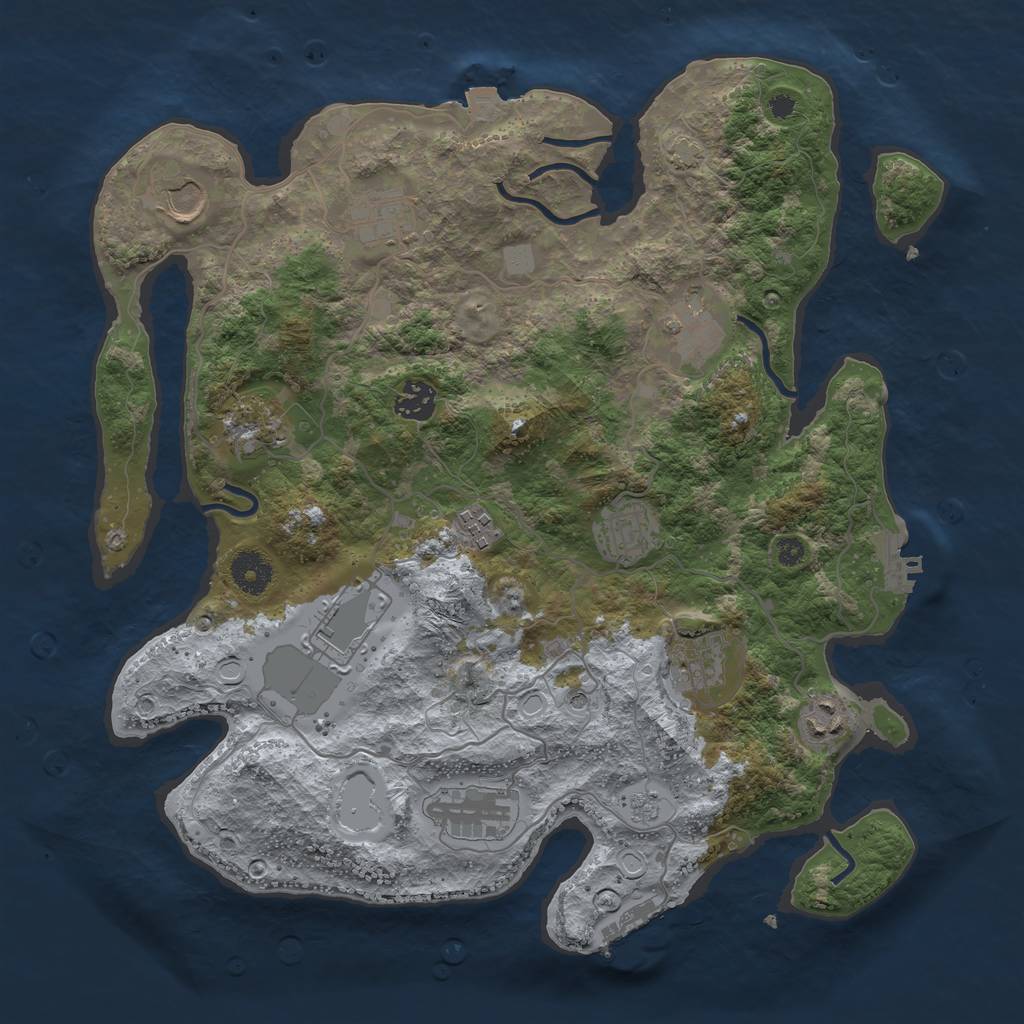 Rust Map: Procedural Map, Size: 3700, Seed: 449953144, 19 Monuments
