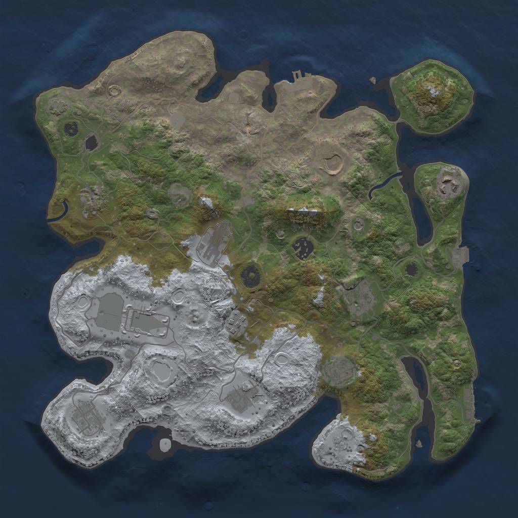 Rust Map: Procedural Map, Size: 3750, Seed: 1841573306, 19 Monuments