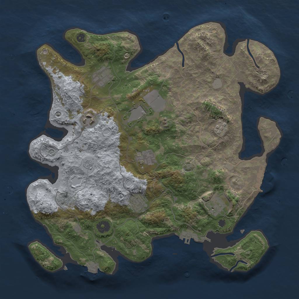 Rust Map: Procedural Map, Size: 3500, Seed: 1638276860, 15 Monuments
