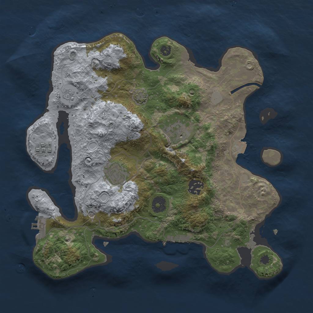 Rust Map: Procedural Map, Size: 3000, Seed: 329048309, 12 Monuments