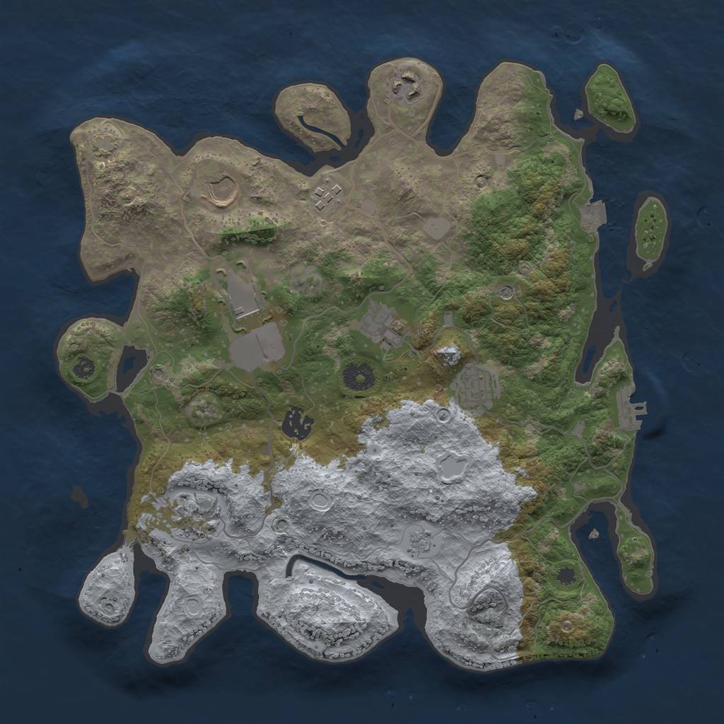 Rust Map: Procedural Map, Size: 3500, Seed: 5413553, 15 Monuments