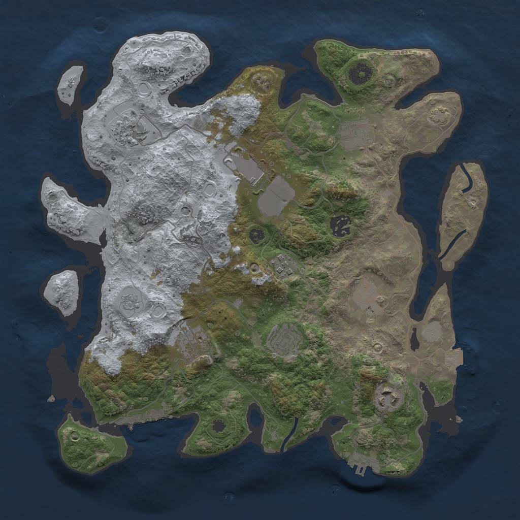 Rust Map: Procedural Map, Size: 3500, Seed: 2052298874, 17 Monuments