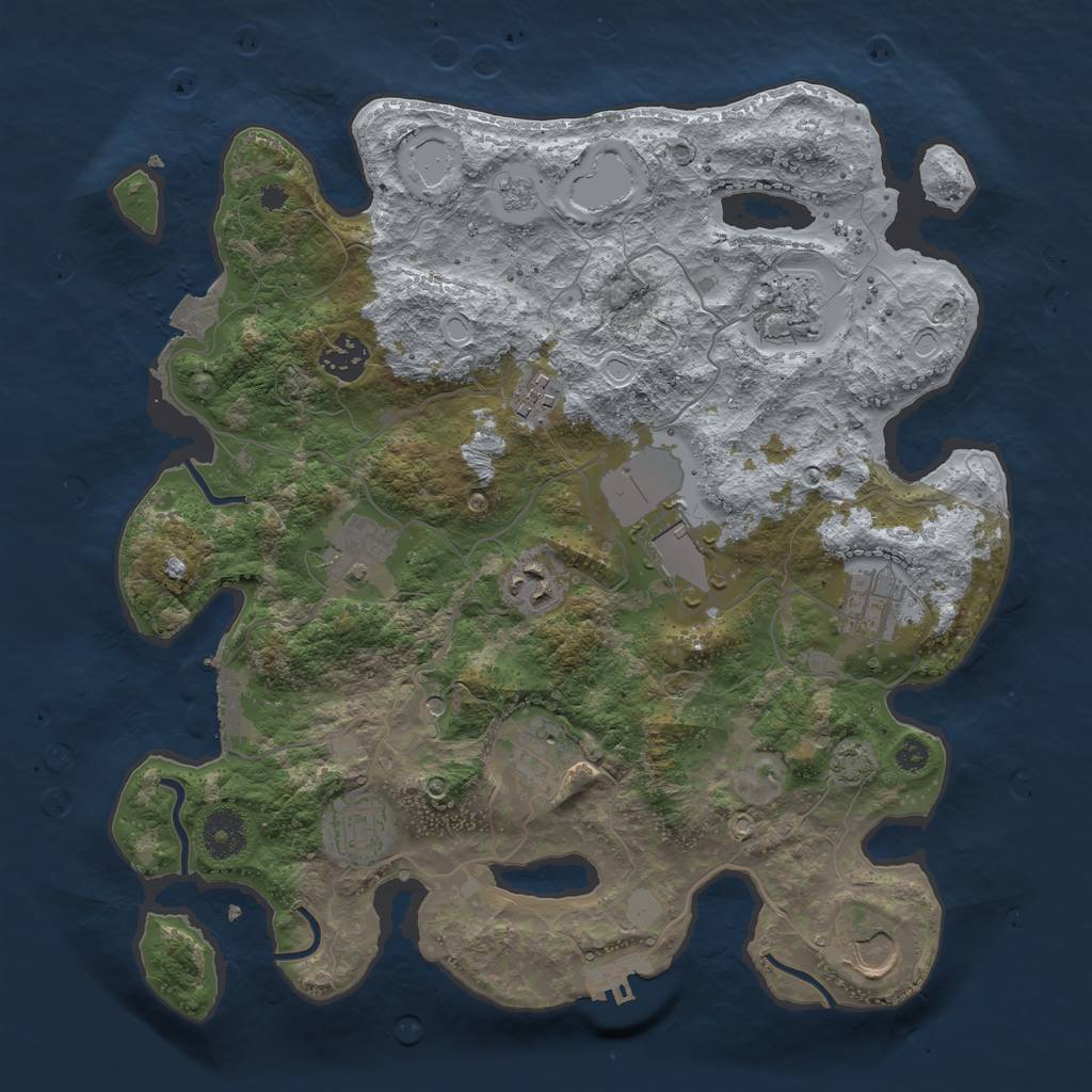 Rust Map: Procedural Map, Size: 3500, Seed: 1434774539, 18 Monuments