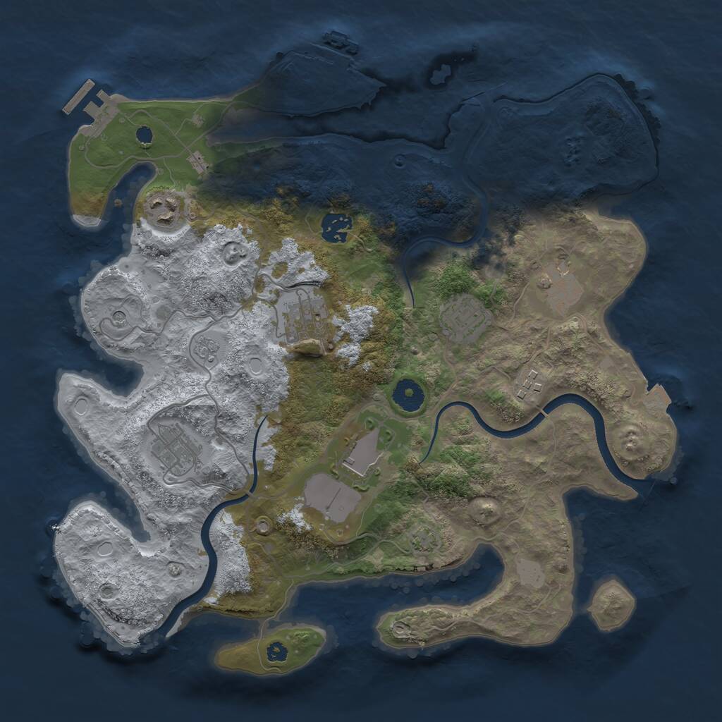 Rust Map: Procedural Map, Size: 3500, Seed: 876024310, 14 Monuments