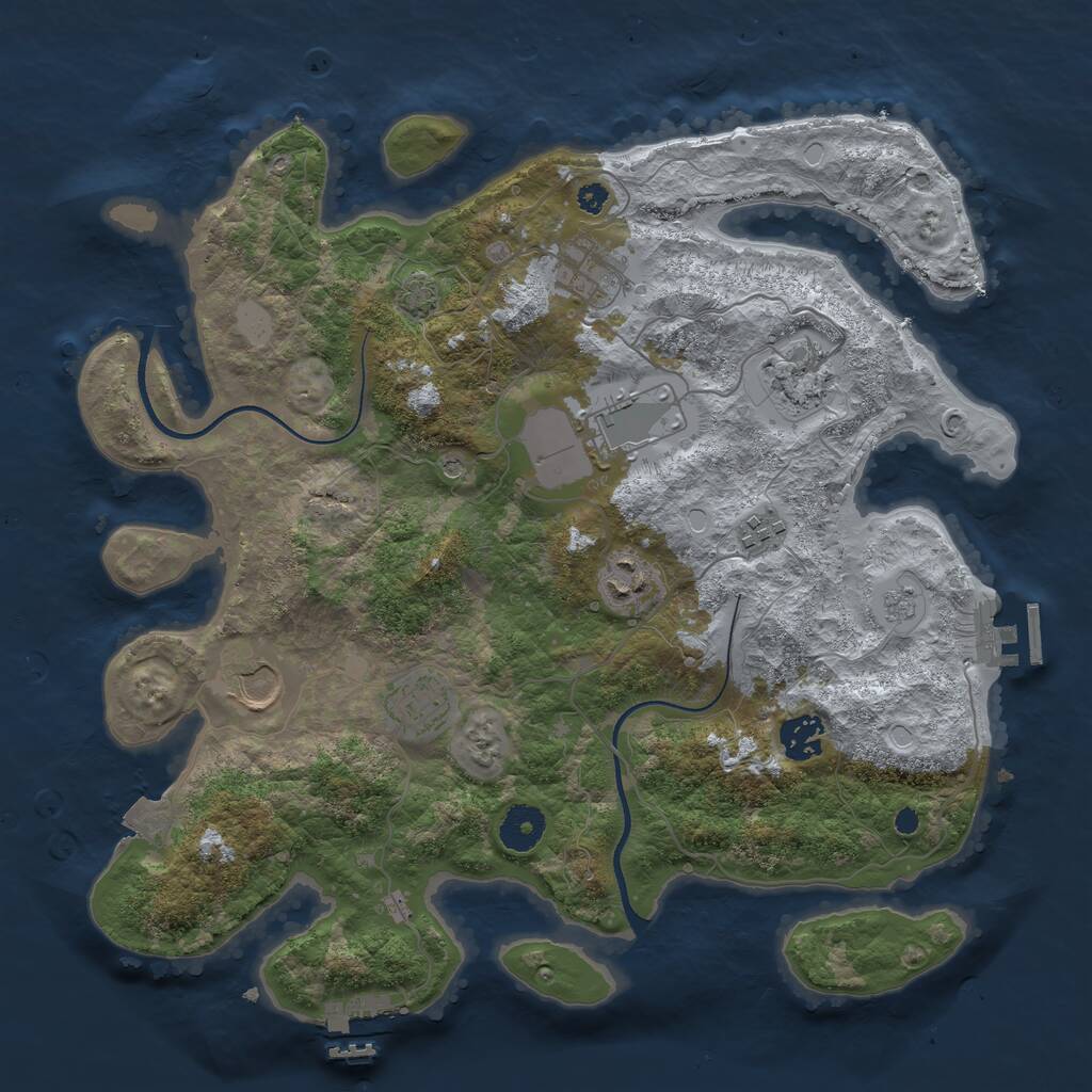 Rust Map: Procedural Map, Size: 3600, Seed: 40000, 14 Monuments