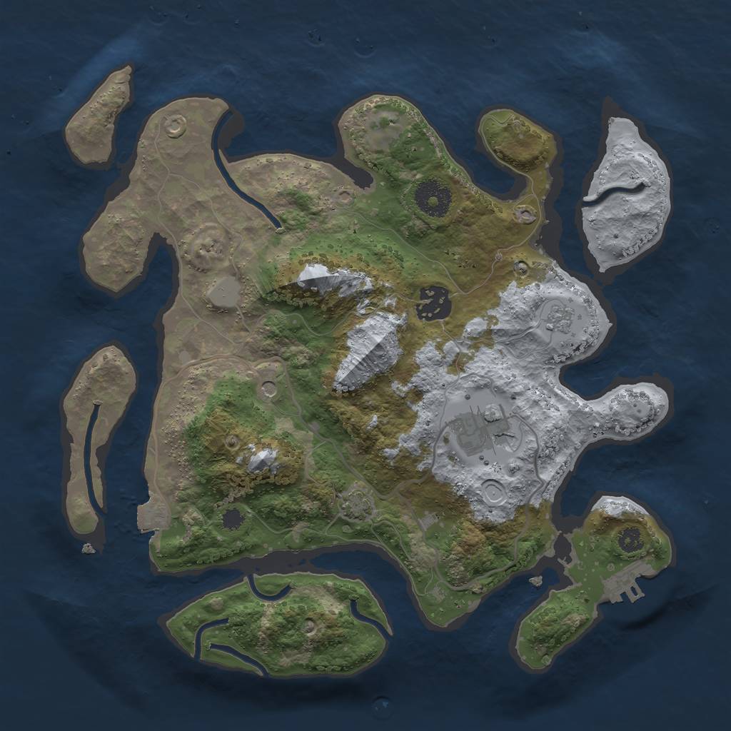 Rust Map: Procedural Map, Size: 3000, Seed: 907136584, 9 Monuments