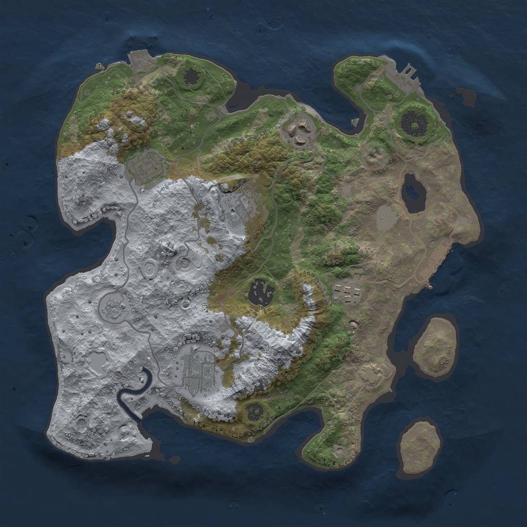 Rust Map: Procedural Map, Size: 3000, Seed: 334455, 14 Monuments