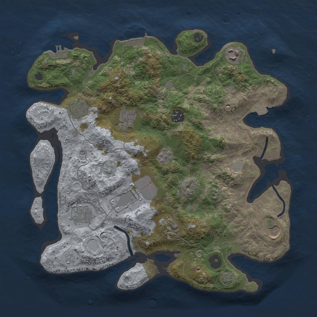 Rust Map: Procedural Map, Size: 3500, Seed: 157585489, 17 Monuments