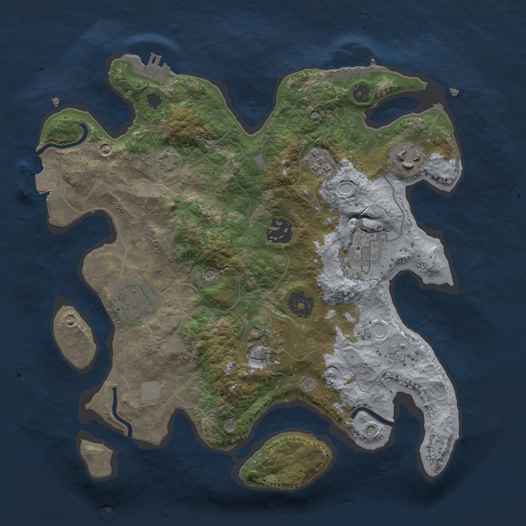 Rust Map: Procedural Map, Size: 3000, Seed: 1354322446, 14 Monuments