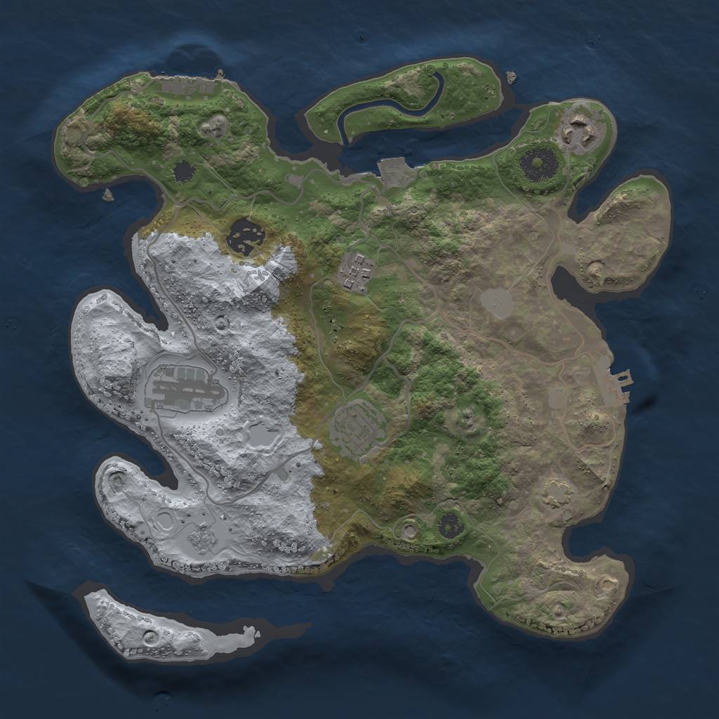 Rust Map: Procedural Map, Size: 3000, Seed: 9731652, 12 Monuments