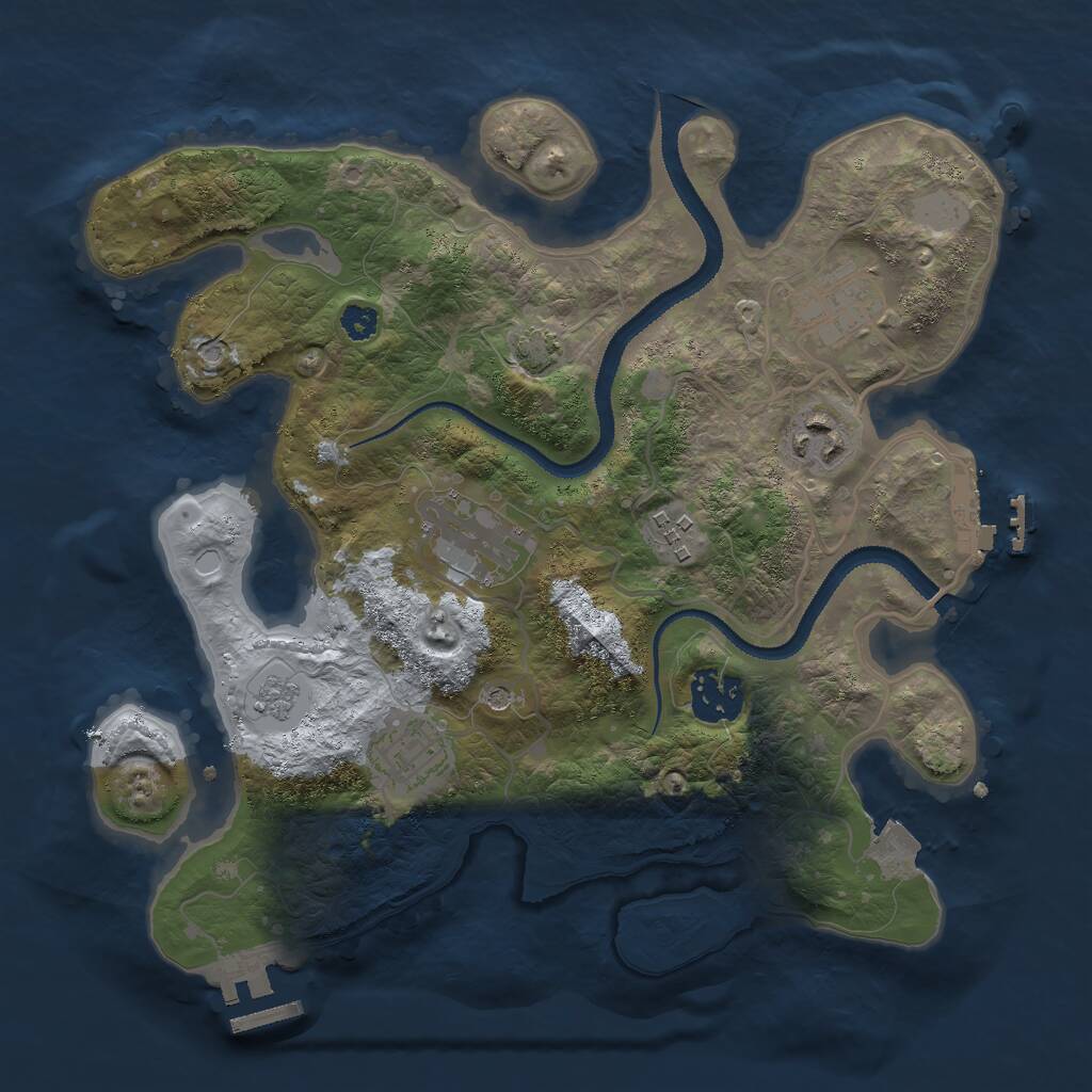 Rust Map: Procedural Map, Size: 3000, Seed: 23680, 12 Monuments