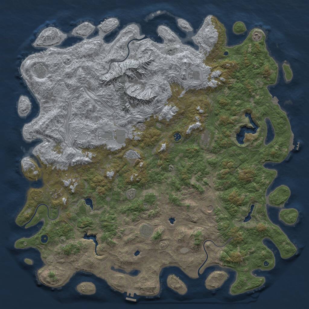Rust Map: Procedural Map, Size: 6000, Seed: 650864381, 17 Monuments