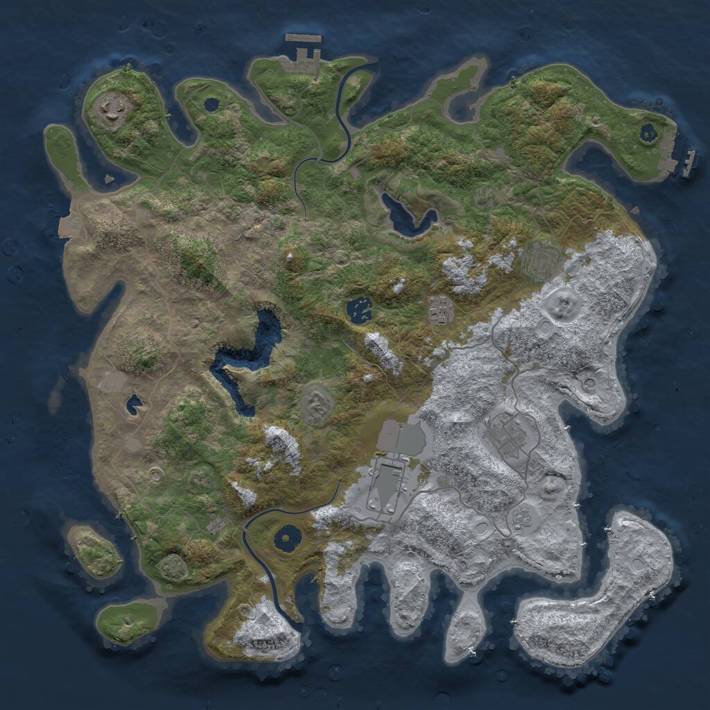 Rust Map: Procedural Map, Size: 4000, Seed: 3987, 12 Monuments