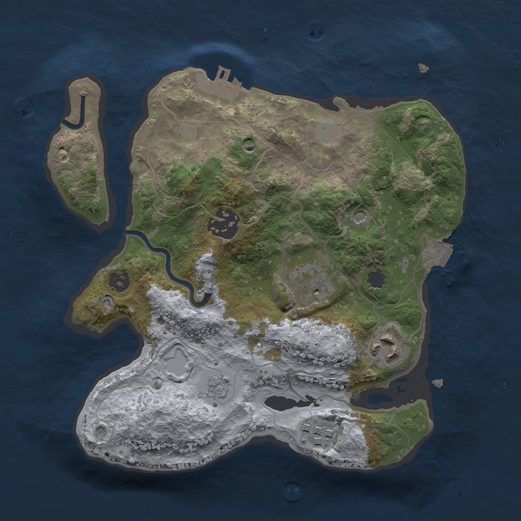 Rust Map: Procedural Map, Size: 2500, Seed: 352132688, 10 Monuments