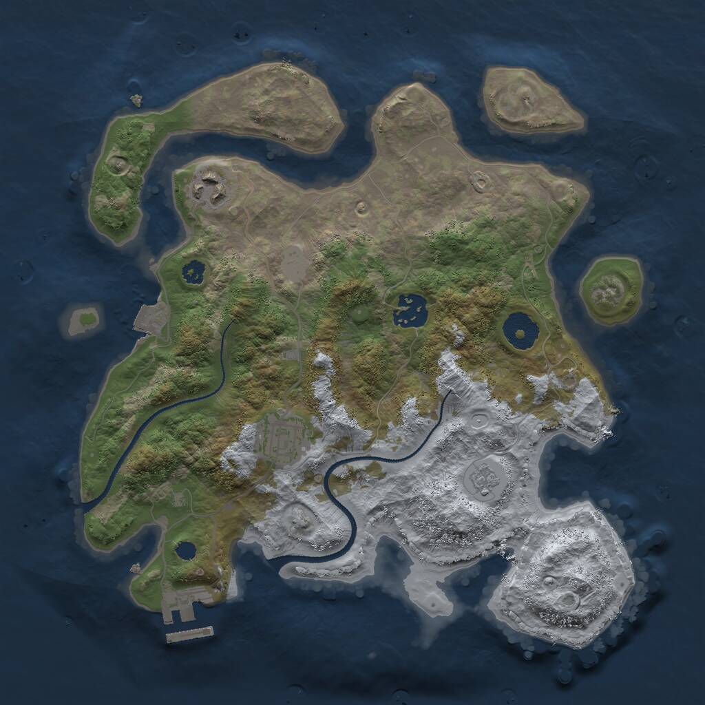 Rust Map: Procedural Map, Size: 3000, Seed: 261403599, 6 Monuments