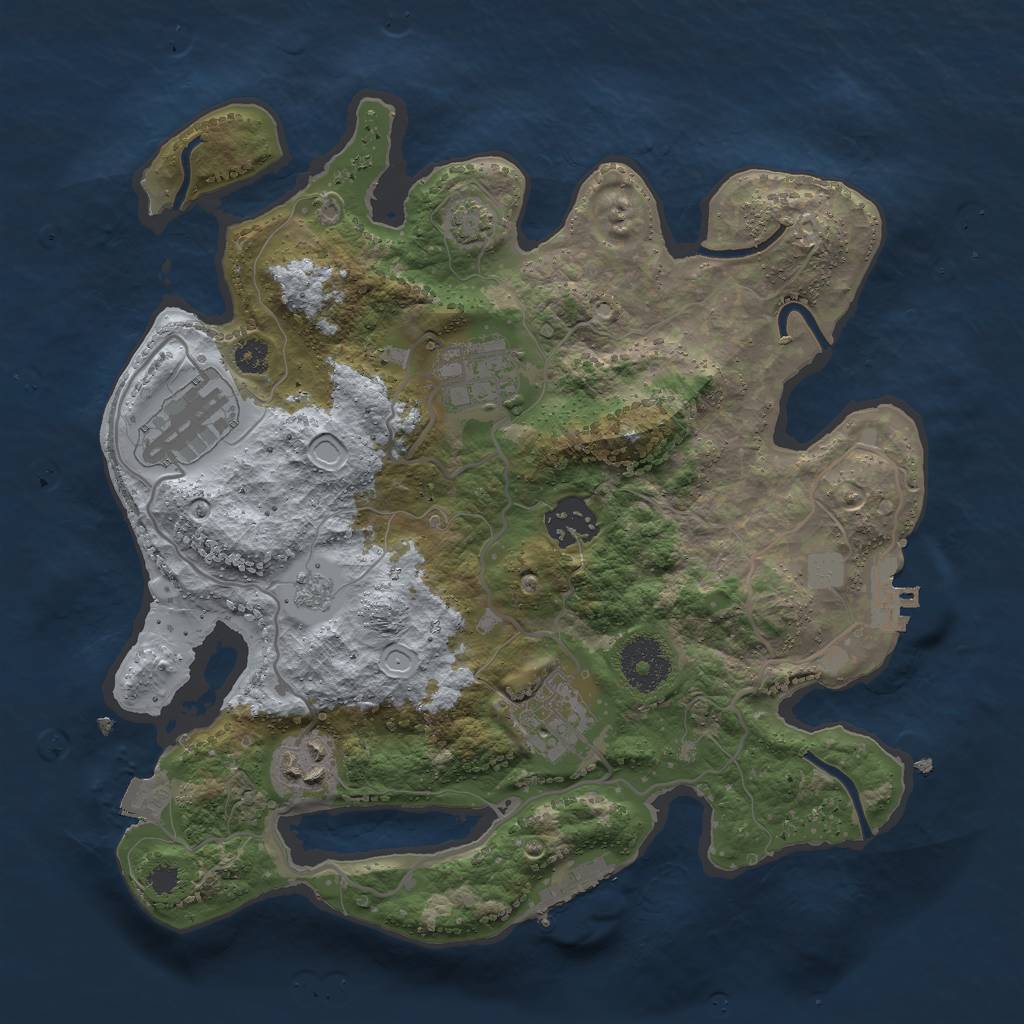 Rust Map: Procedural Map, Size: 3000, Seed: 74722323, 12 Monuments
