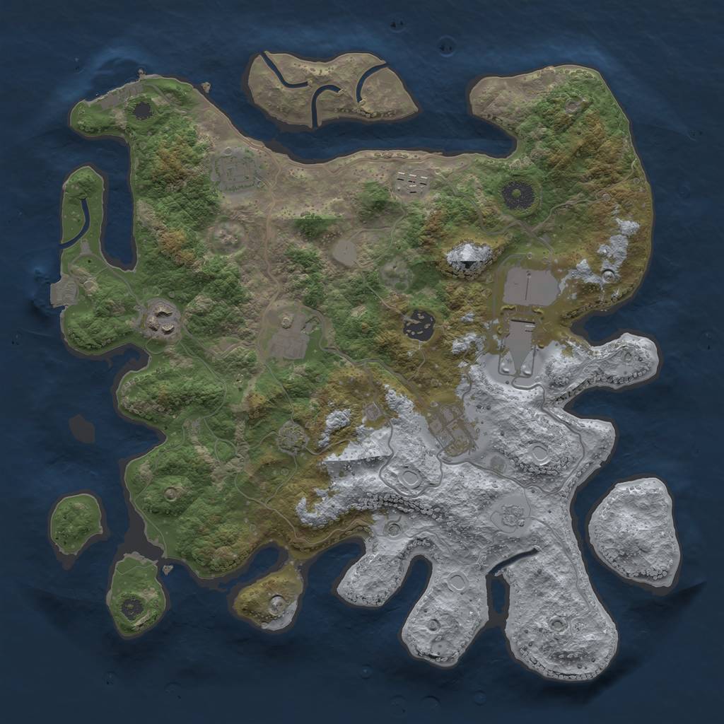 Rust Map: Procedural Map, Size: 3500, Seed: 15284500, 14 Monuments