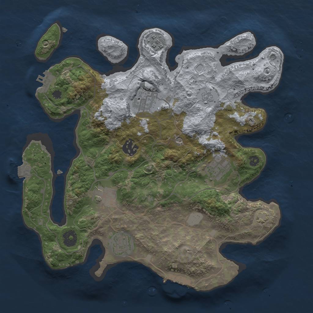 Rust Map: Procedural Map, Size: 3000, Seed: 789854, 14 Monuments