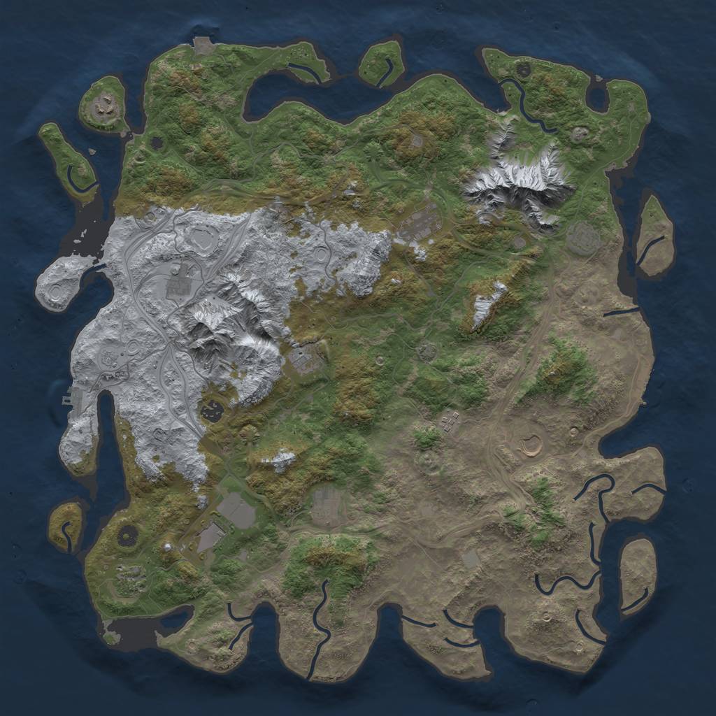 Rust Map: Procedural Map, Size: 5000, Seed: 1101984, 19 Monuments